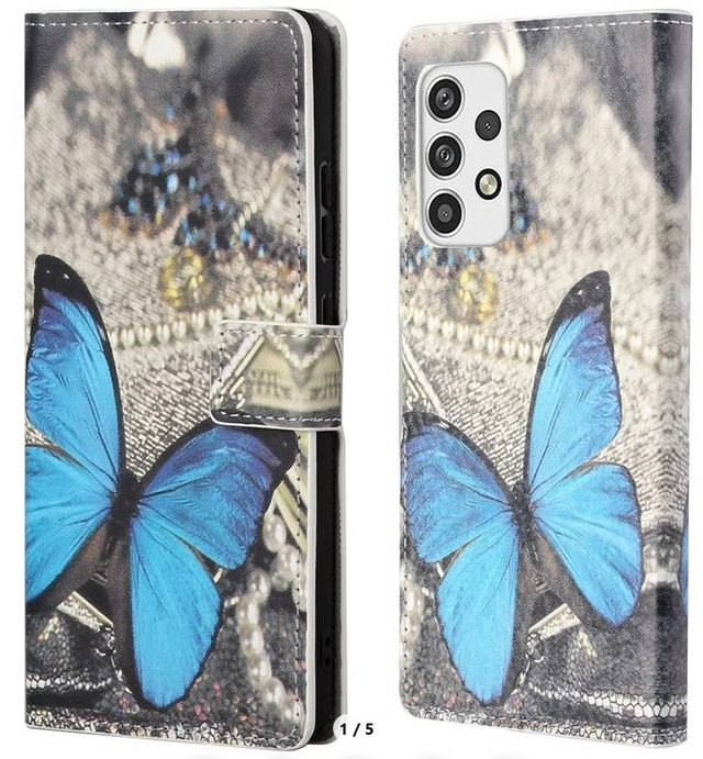 Samsung Galaxy A23 5G SUOJAKUORI - Lompakkomalli perhoskuvio