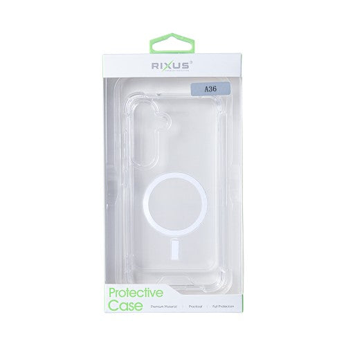 Rixus Anti-Burst iskunkestävä MagSafe-yhteensopiva suojakuori Samsung Galaxy A36 / A37 – läpinäkyvä