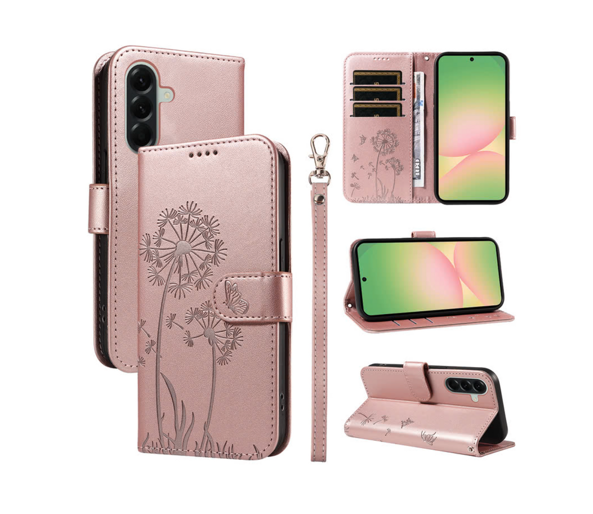Samsung A57 5G Suojakotelo - Ruusukulta kuvio kukka
