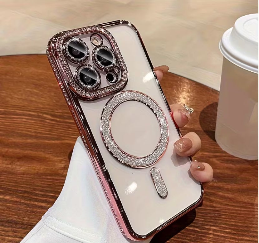 Iphone 13 Suojakuori - Elegant Sparkling MagSafe Vaaleanpunainen